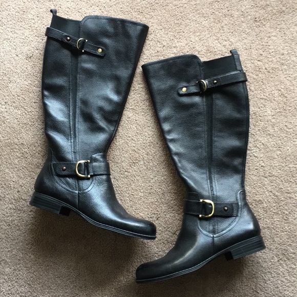 naturalizer wide calf leather boots